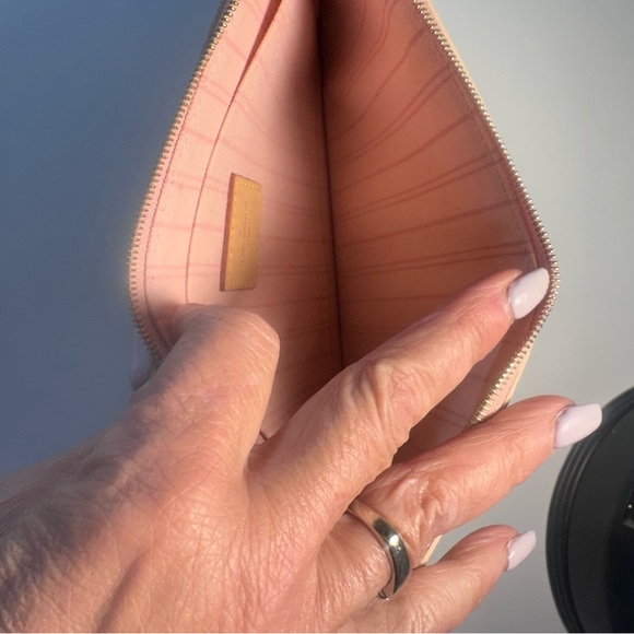 Louis Vuitton Damien Azur Zip Wristlet Pouch Cream, Pink Interior LV Clutch - Picture 14 of 14
